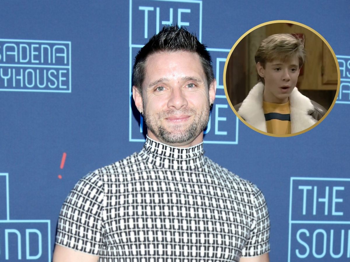 Danny Pintauro smiling on a red carpet, with an inset of him as teenage Jonathan Bower on Who's the Boss?